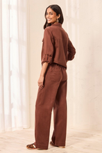 Tribal Rustic Brown Audrey Pull On Flowy Wide Leg Pants with Drawstring