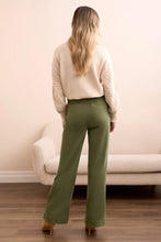 Chive Stretch Fly Front Wide Leg Pants