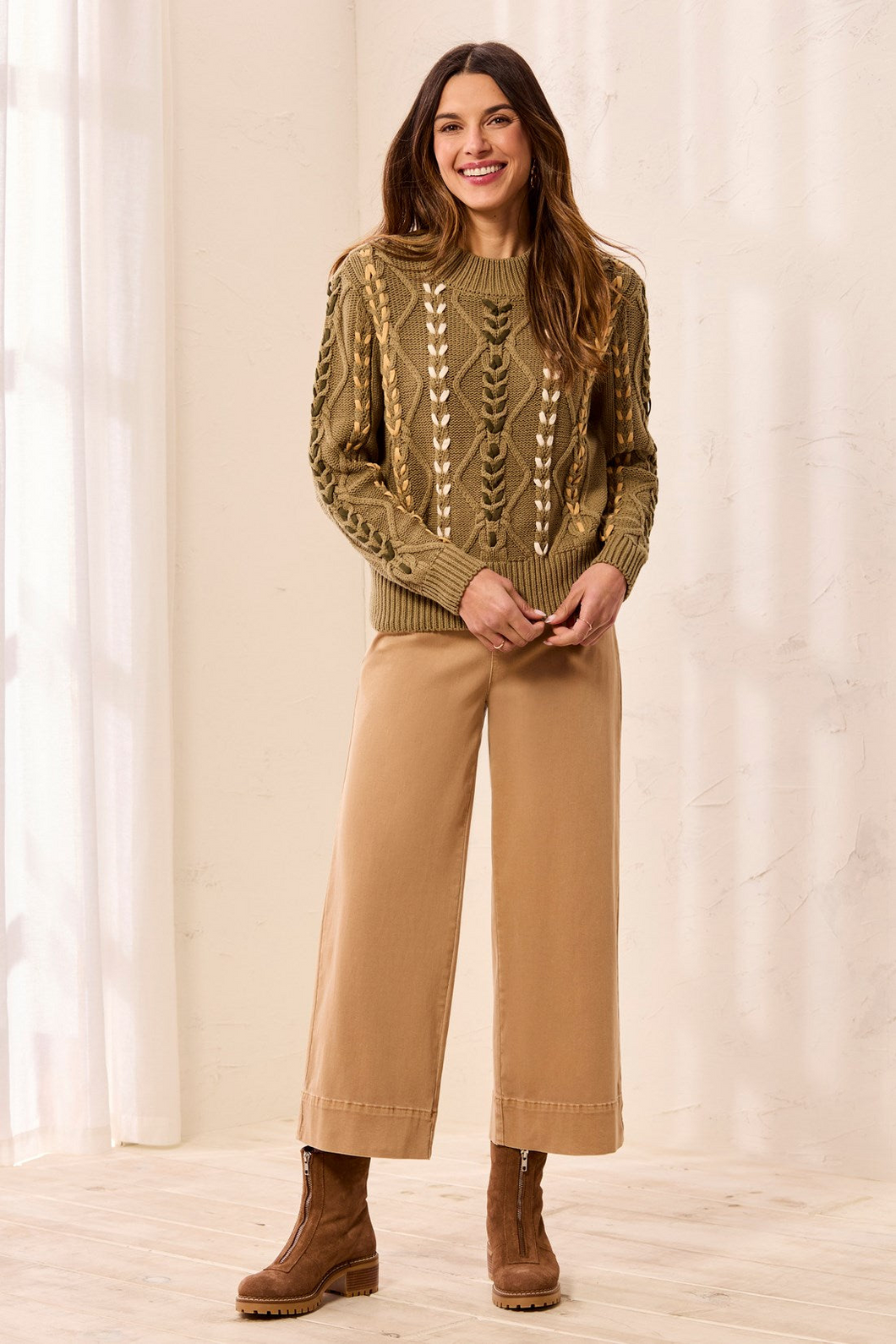 Tribal Cable Knit Crew Neck
