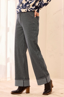 Tribal Striped Ankle Pants with Wide Cuffs