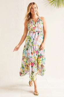 Sleeveless Tiered Dress with Lining Sea