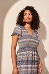 Tribal Ruched Top Short Sleeve Maxi Dress