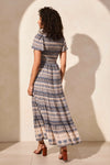 Tribal Ruched Top Short Sleeve Maxi Dress