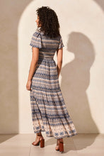Tribal Ruched Top Short Sleeve Maxi Dress