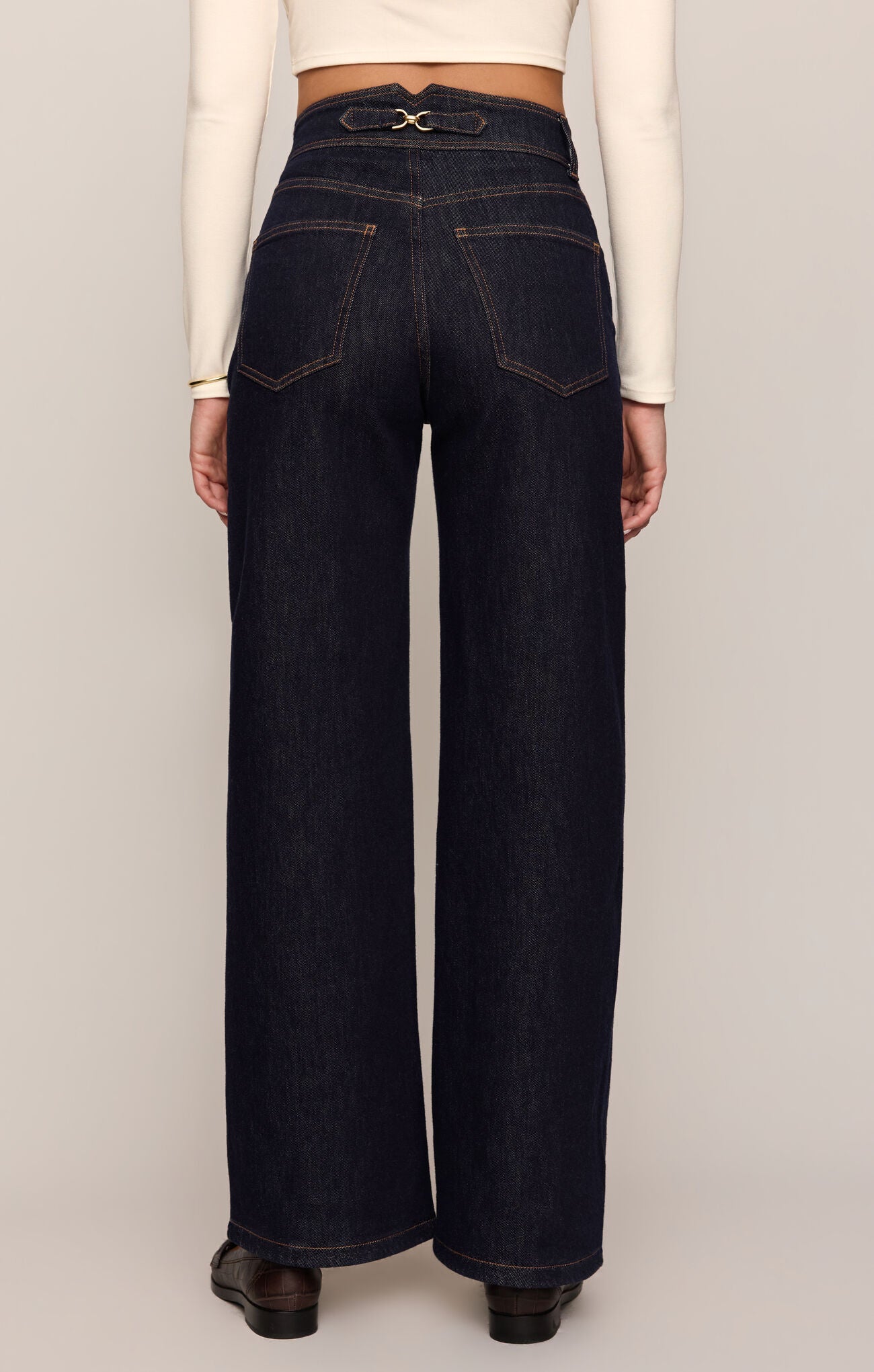Midnight Air The Atelier Denim Trouser by z supply in dark indigo wide leg denim shown from the back
