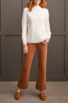 Cream Funnel Neck Knit Top