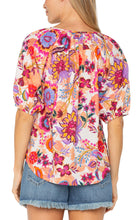 Button Front Shirred Woven Top
