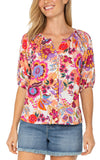 Button Front Shirred Woven Top
