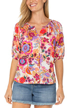 Button Front Shirred Woven Top