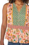 Liverpool Sleeveless Woven Top with Smocked Waist