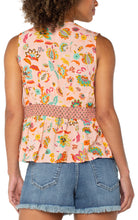 Liverpool Sleeveless Woven Top with Smocked Waist