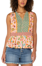 Liverpool Sleeveless Woven Top with Smocked Waist