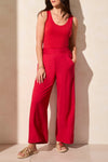 Tribal Linen Blend Ankle Pant with Hem Vent
