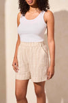 Tribal Linen Blend Pull on Short