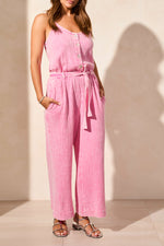 Tribal Button Front Jumpsuit with Sash