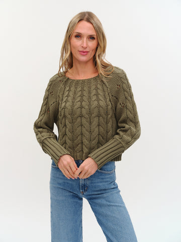 Alexa Cable Knit Boat Neck Sweater