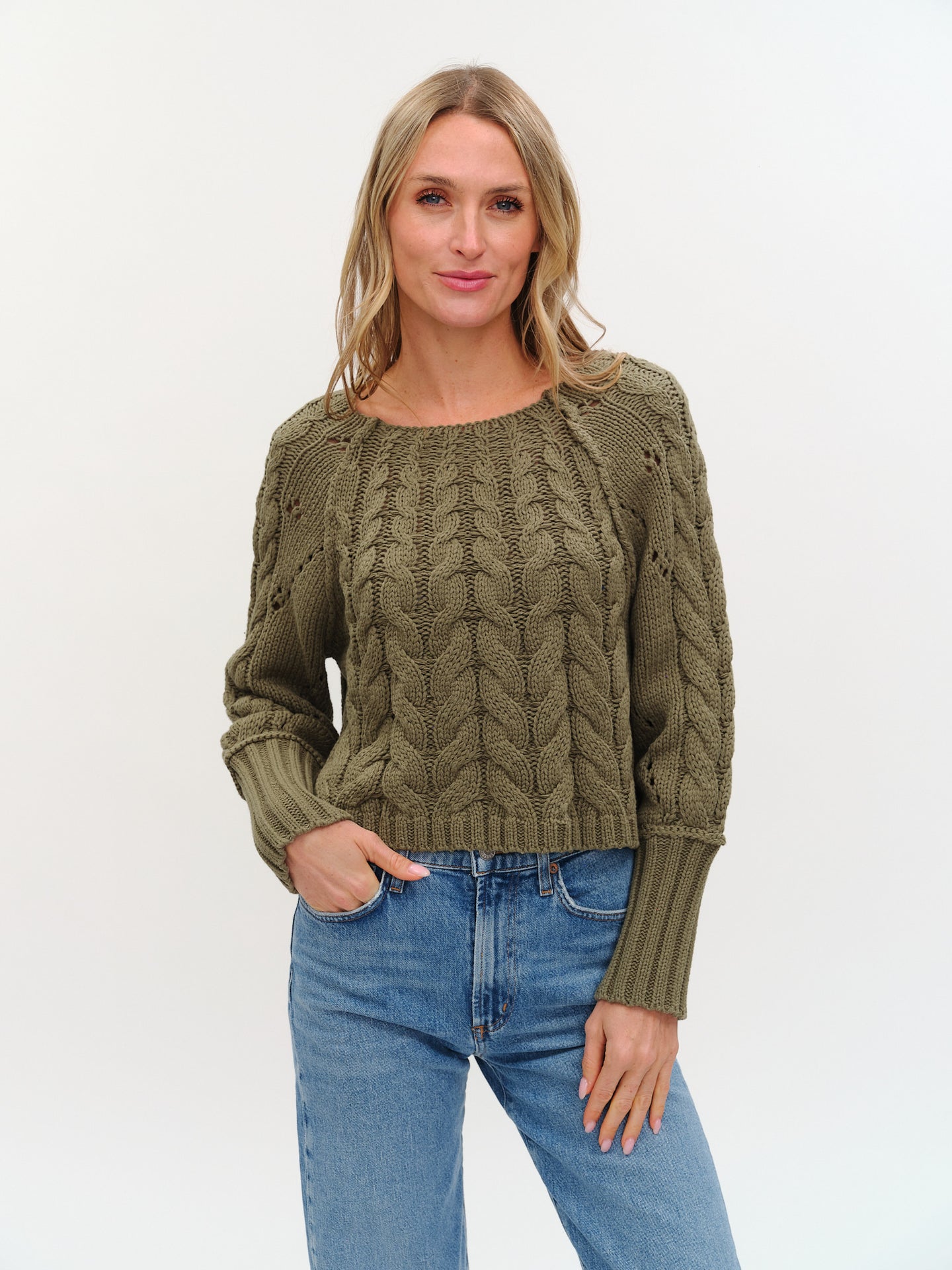 Alexa Cable Knit Boat Neck Sweater