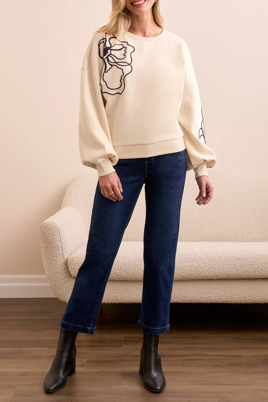 Tribal Floral Embroidery Sweatshirt