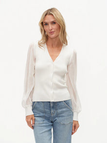 White Celeste Mixed Media Top