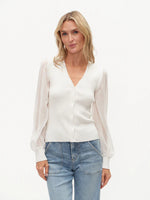White Celeste Mixed Media Top