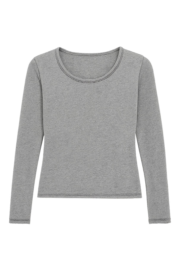 Simulated alt text for Heather Grey Lark Tee for bella-jules-fashion-boutique.myshopify.com. You are an expert SEO agent. You will generate an ALT text for this image. <Product_Context> Only use the following explicitly enabled Shopify catalog context: ...