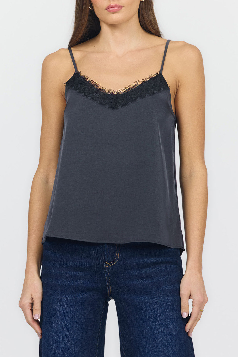 Dear John Alexandria Lace Trim Satin Cami in Turbulence