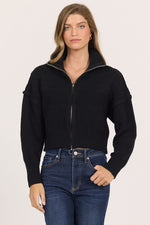 Dear John Chalet Black Cropped Zip-Front Cardigan