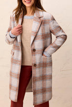Tribal Coat with Removable Hood by Tribal in a neutral plaid pattern with button closure and pockets