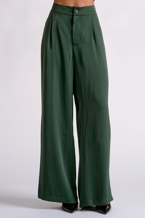 Elan Willow green wide-leg pants, front view