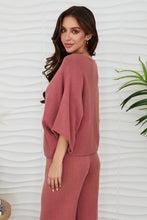 Milio Milano rose crew-neck batwing knit top, side view