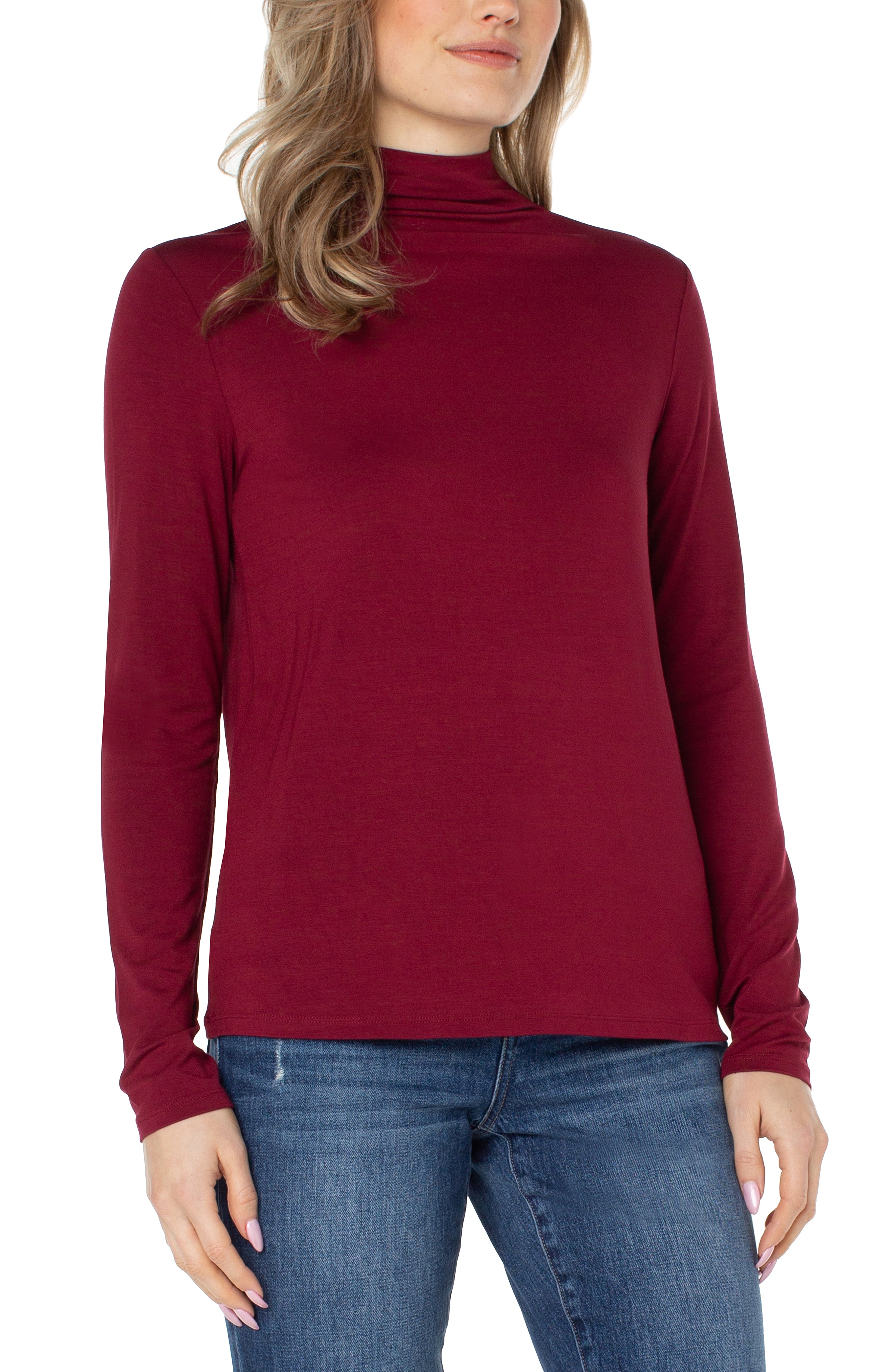 Long Sleeve Mock Neck Knit Top