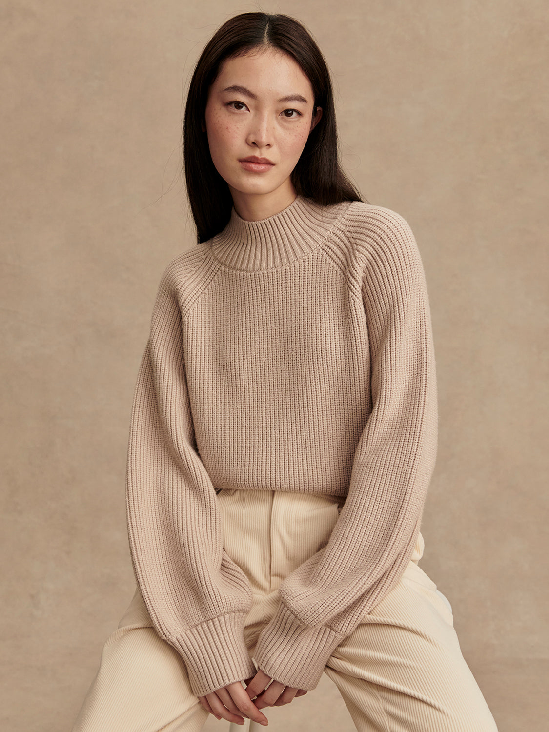 Varley Martina High Neck Rib Knit Sweater