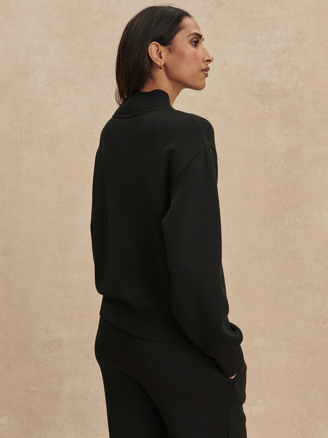 Black Lucine Button Front Sweat