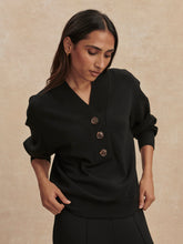 Black Lucine Button Front Sweat