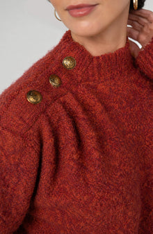 Liverpool Rust Button Detail Mock Neck Sweater