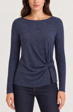 Liverpool Navy Twist Front Knit Top