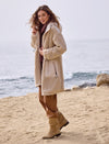 Faux Sherpa Zip-Front Hooded Coat With Drawcord