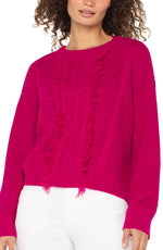 Liverpool Mock Neck Sweater with Fringe