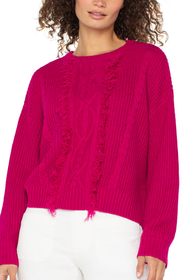 Liverpool Mock Neck Sweater with Fringe