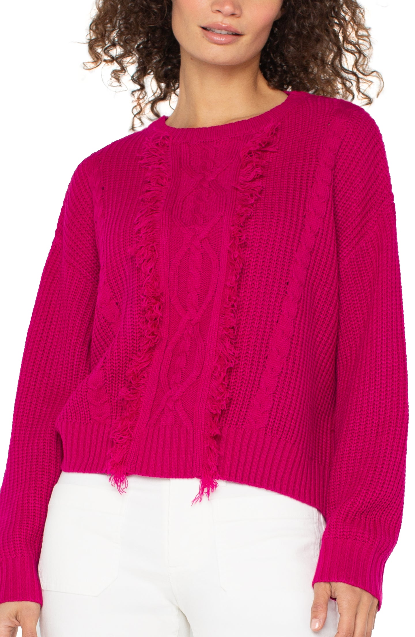 Long Sleeve Mock Neck Sweater with Fringe SWEATERS liverpool
