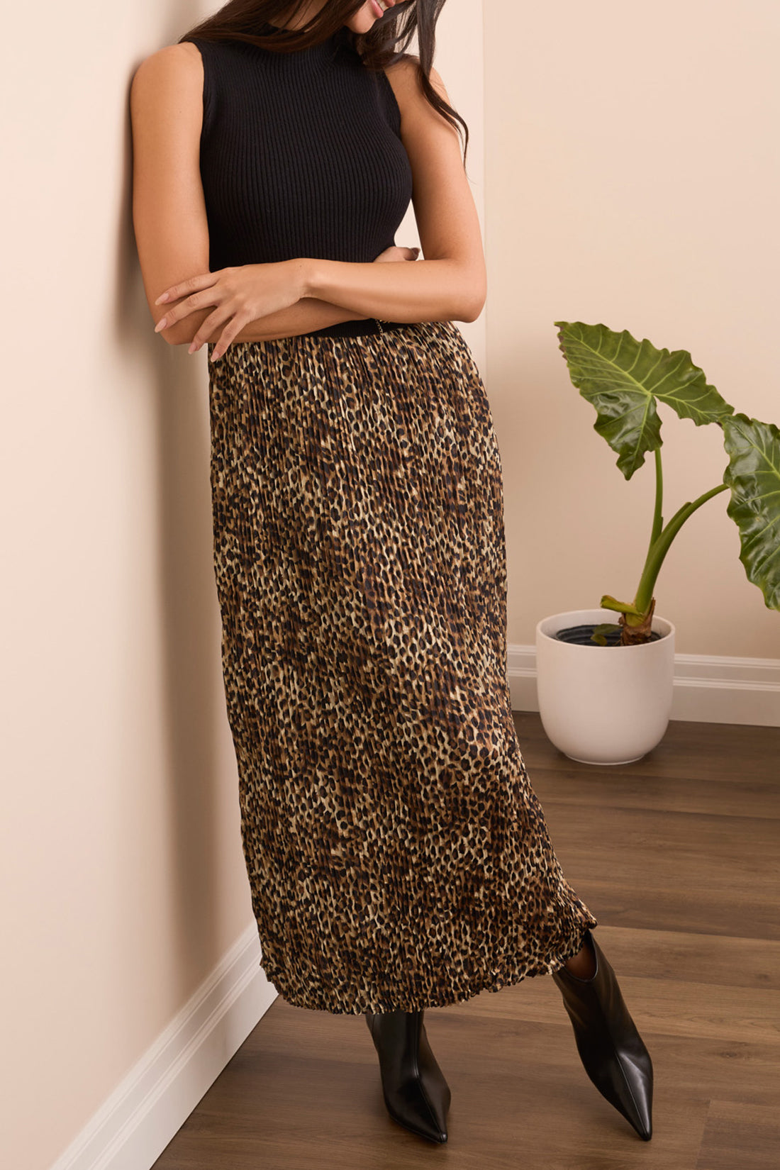 Sleeveless Twofer Leopard Maxi Dress
