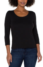 Liverpool 3/4 Sleeve Scoop Neck Knit Tee
