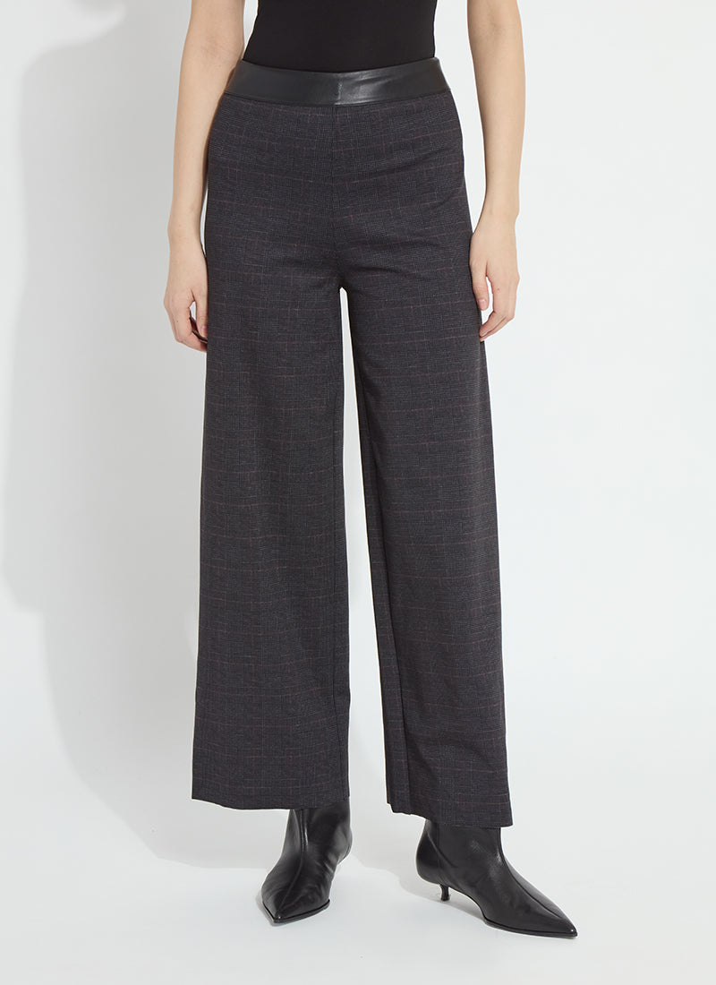 Midnight Manor Plaid Denver Hi Waist Wide Leg Printed Ponte by Lysse on model