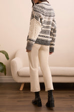 Tribal Button Front Multi Stitch Sweater Cardi