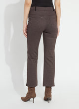 Lysse Hairline Stripe Baby Boot Ankle Pant worn with heeled boots