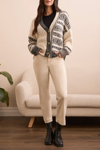 Tribal Button Front Multi Stitch Sweater Cardi