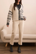 Tribal Button Front Multi Stitch Sweater Cardi