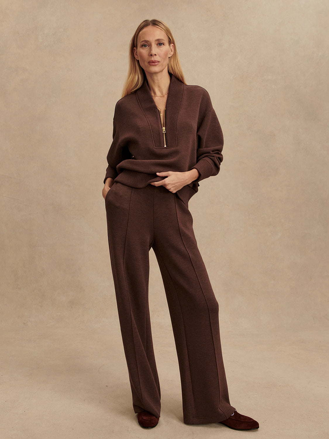 Varley Wide Leg Pant 30 - Coffee Bean Marl