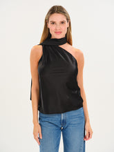 Black Diana Scarf Tank by six/fifty styled with blue jeans on a model