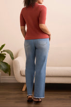 Tribal Funnel Neck Elbow Sleeve Knit Top